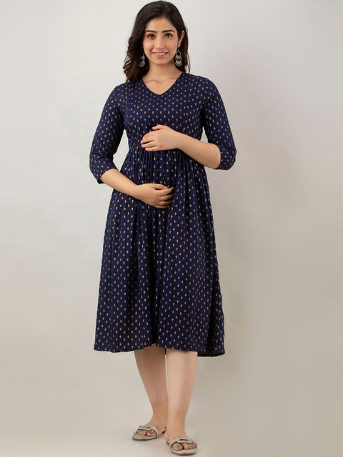 CELEBRAVO Ethnic Motifs Printed Maternity Dress