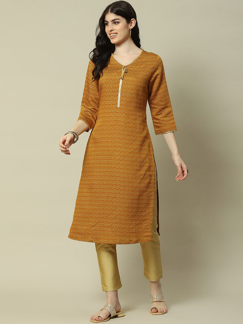 Rangriti Women Woven Design Straight Kurta - Image 6