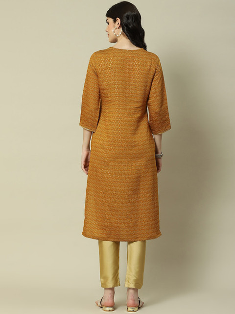 Rangriti Women Woven Design Straight Kurta - Image 5