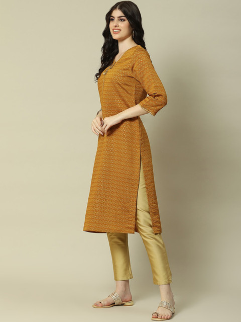 Rangriti Women Woven Design Straight Kurta - Image 4