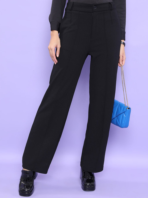 CHIC BY TOKYO TALKIES Women Straight Fit High-Rise Formal Trousers