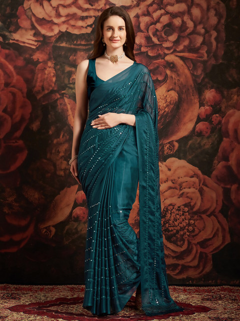 Anouk Sequin Embellished Pure Georgette Saree