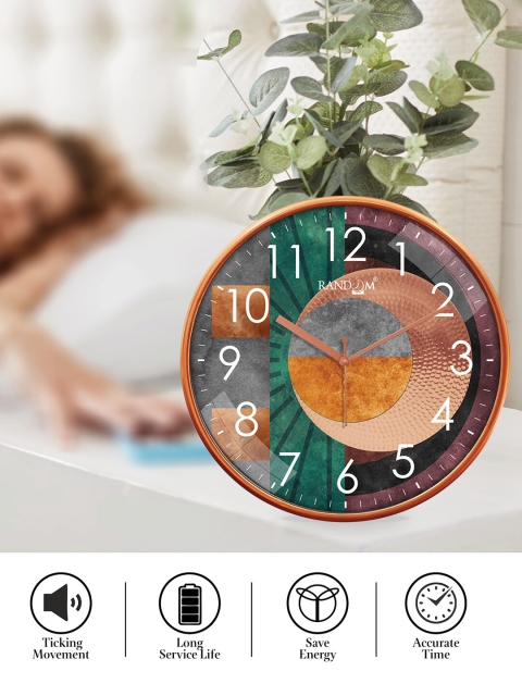 RANDOM Copper-Toned & Green Printed Contemporary Wall Clock - Image 4