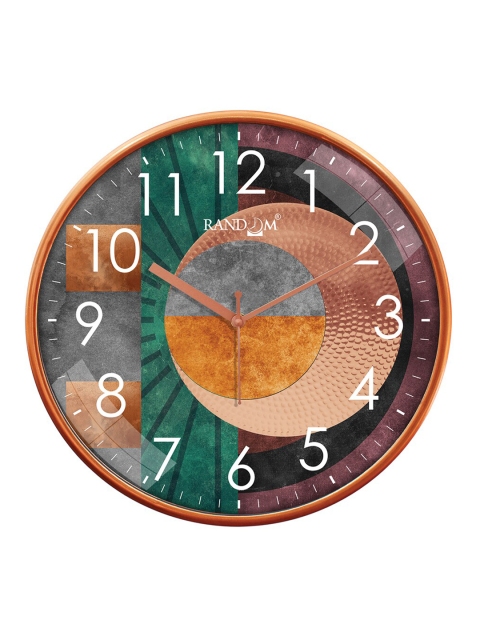 RANDOM Copper-Toned & Green Printed Contemporary Wall Clock - Image 3
