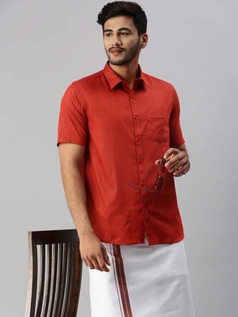 Ramraj Men solid Cotton Shirt with Dhoti Set