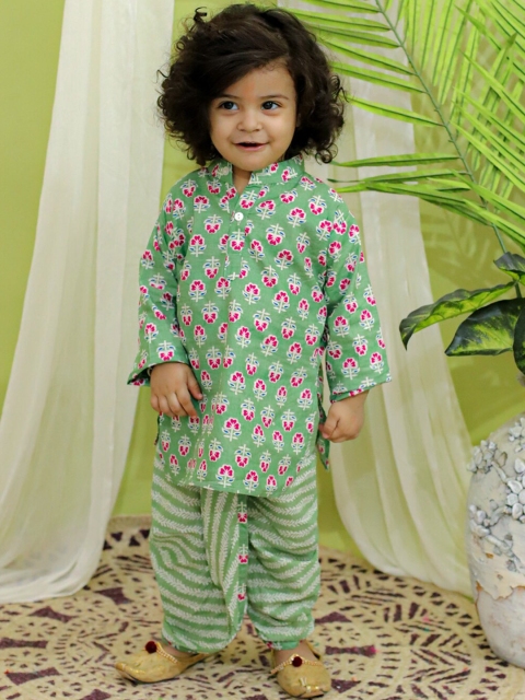 BownBee Boys Floral Printed Regular Pure Cotton Kurta With Dhoti Pants - Image 6