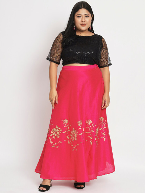 studio rasa Plus Size Embroidered Saree Blouse - Image 4