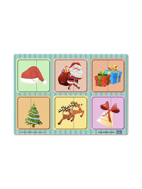 Mini Leaves Kids Set Of 6 2 Pieces Christmas Wooden Puzzles - Image 2