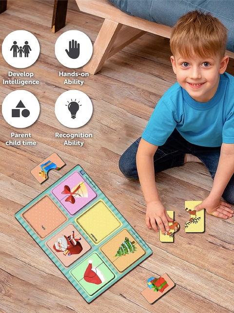 Mini Leaves Kids Set Of 6 2 Pieces Christmas Wooden Puzzles - Image 4