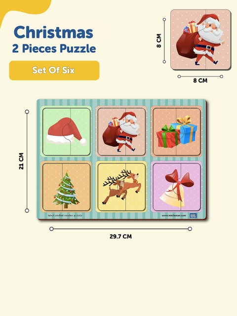 Mini Leaves Kids Set Of 6 2 Pieces Christmas Wooden Puzzles - Image 5