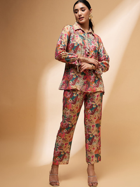 all about you Floral Printed Shirt Collar Top & Trouser - Image 6