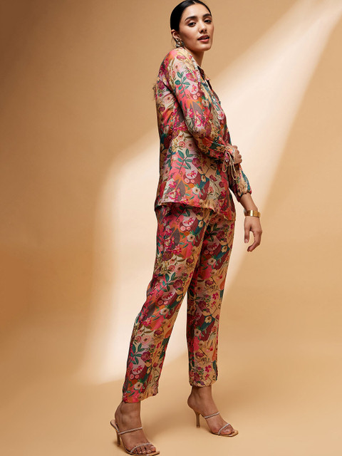 all about you Floral Printed Shirt Collar Top & Trouser - Image 4