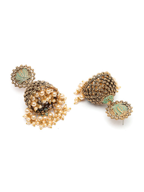 ADIVA Gold-Plated Contemporary Jhumkas - Image 3