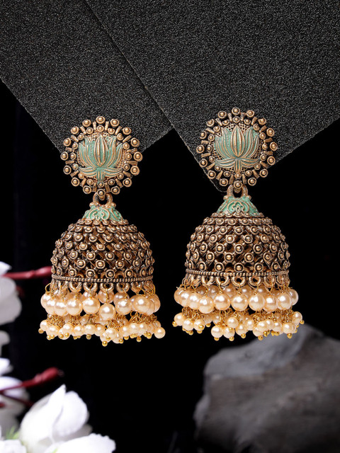 ADIVA Gold-Plated Contemporary Jhumkas