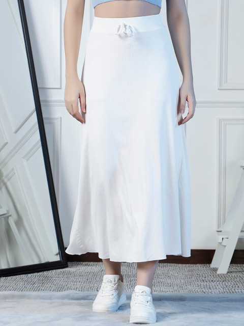 NEUDIS Ribbed Flared A-Line Maxi Skirt