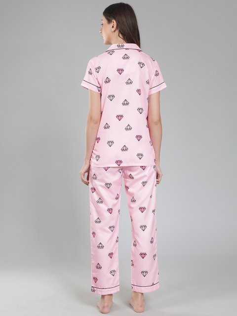 House of Comfort Graphic Printed Lapel Collar Night suit - Image 6