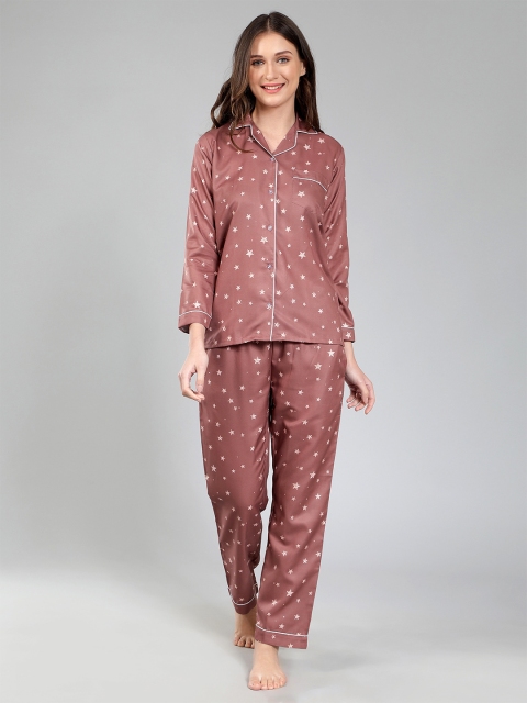 House of Comfort Conversational Printed Lapel Collar Night suit - Image 2