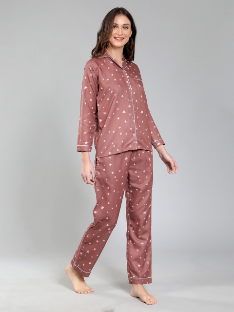 House of Comfort Conversational Printed Lapel Collar Night suit - Image 6