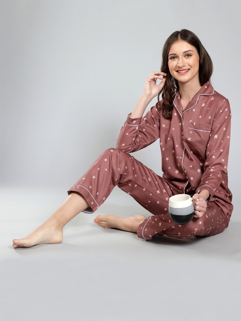 House of Comfort Conversational Printed Lapel Collar Night suit - Image 3