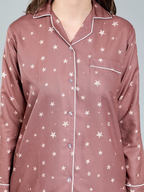 House of Comfort Conversational Printed Lapel Collar Night suit - Image 7