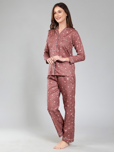 House of Comfort Conversational Printed Lapel Collar Night suit - Image 5