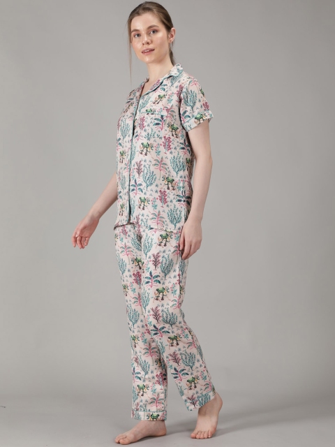 House of Comfort Women Tropical Printed Night suit - Image 5