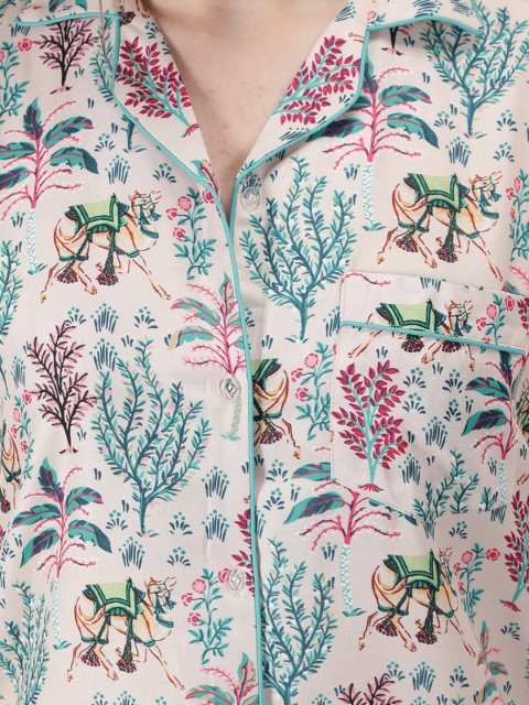 House of Comfort Women Tropical Printed Night suit - Image 2