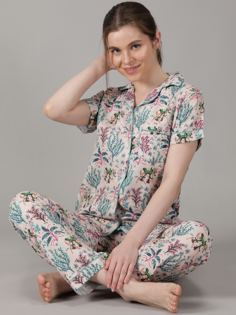 House of Comfort Women Tropical Printed Night suit - Image 7