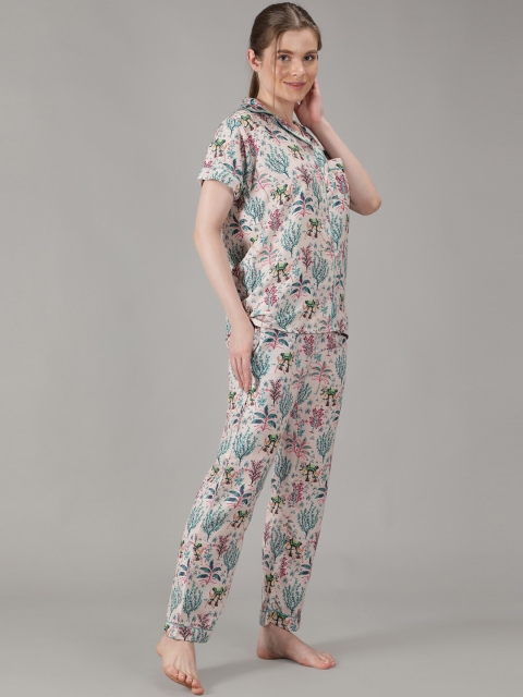 House of Comfort Women Tropical Printed Night suit - Image 4