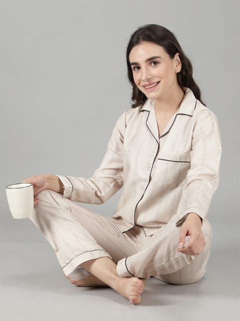 House of Comfort Striped Lapel Collar Night suit - Image 3