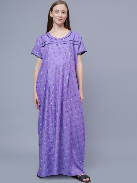NIGHTSPREE Floral Printed Maternity Maxi Nightdress