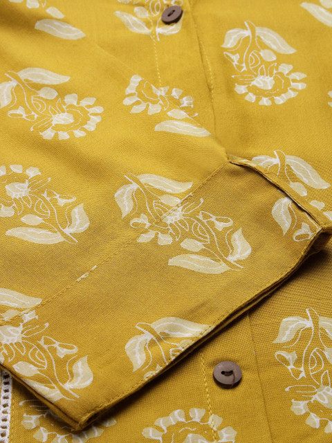 Stylum Floral Printed Mandarin Collar A-Line Kurta - Image 7