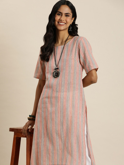 Taavi Women Striped Cotton Kurta