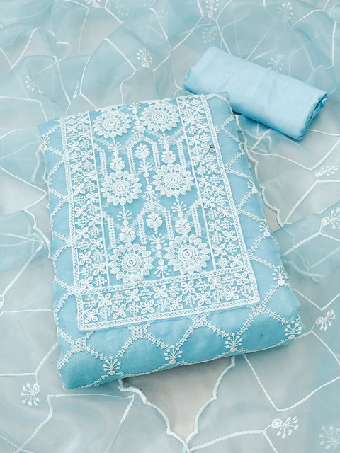 KALINI Embroidered Organza Unstitched Dress Material