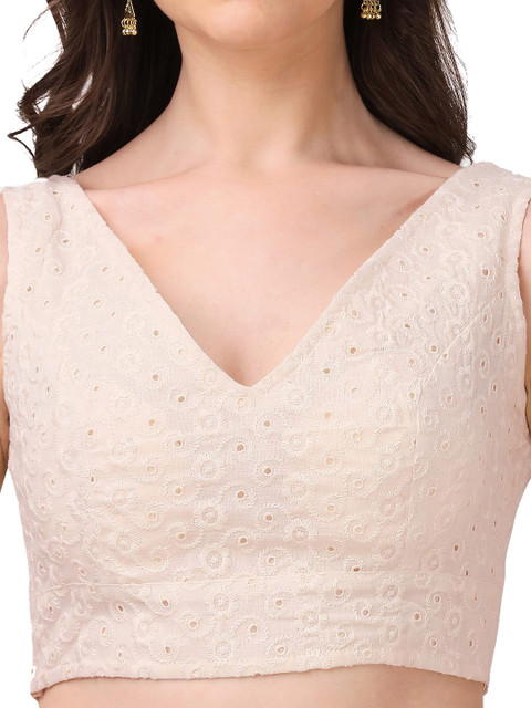 Oomph! Embroidered Pure Cotton Saree Blouse - Image 4