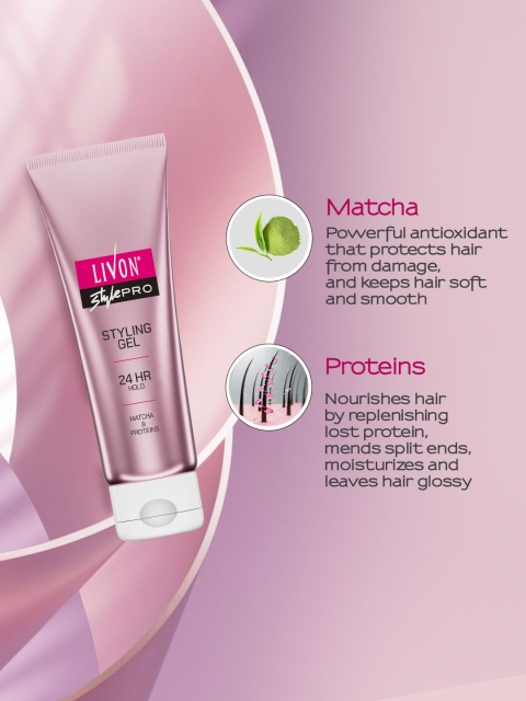 Livon Style Pro Hair Styling Gel For 24-Hour Hold With Matcha and Proteins - 100ml - Image 6