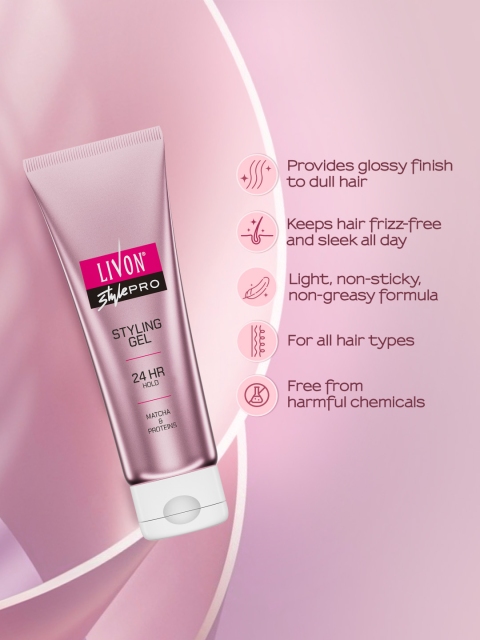 Livon Style Pro Hair Styling Gel For 24-Hour Hold With Matcha and Proteins - 100ml - Image 5
