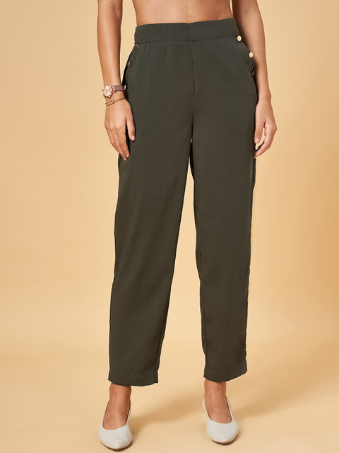 Annabelle by Pantaloons Women Mid Rise Plain Trousers