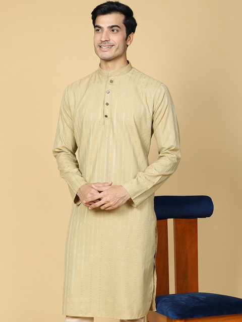 TABARD Striped Mandarin Collar Cotton Kurta