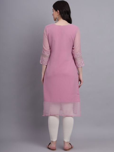 VAIRAGEE Floral Embroidered Sequinned Georgette Kurta - Image 5