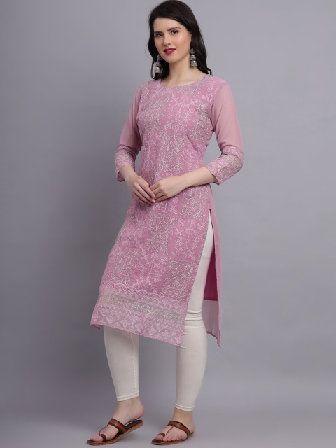 VAIRAGEE Floral Embroidered Sequinned Georgette Kurta - Image 4