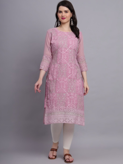 VAIRAGEE Floral Embroidered Sequinned Georgette Kurta - Image 6