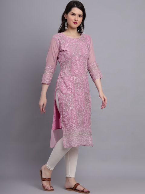 VAIRAGEE Floral Embroidered Sequinned Georgette Kurta - Image 3