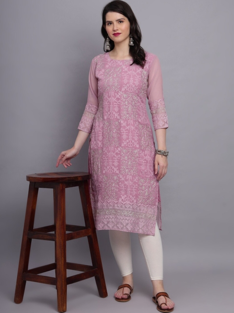 VAIRAGEE Floral Embroidered Sequinned Georgette Kurta - Image 7