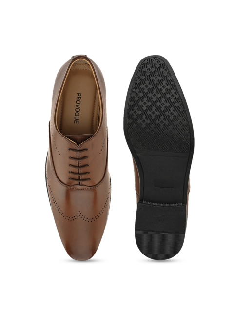 Provogue Men Textured Leather Formal Oxfords - Image 5