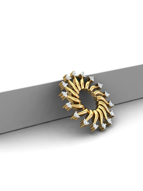 KUBERBOX 18KT Gold Diamond Studded Sun Charm Pendant - 0.99gm