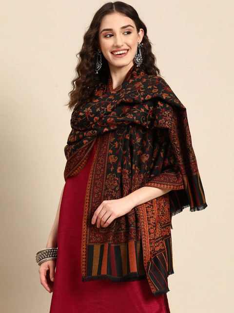 Sangria Floral Woven Designed Shawl