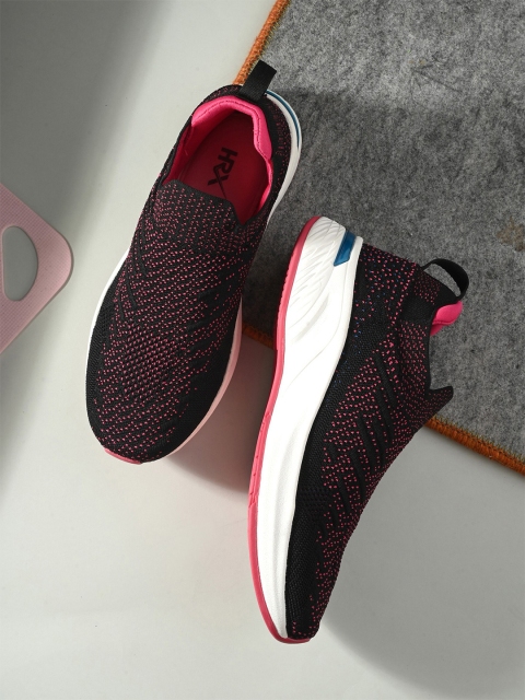 HRX by Hrithik Roshan Women Black & Fuchsia Slip-On Walking Shoes