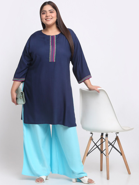 Trend Level Plus Size Flared Ethnic Palazzos - Image 4