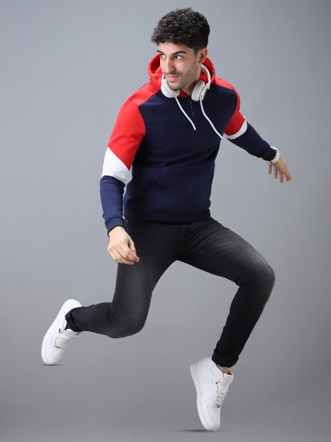 Urbano Fashion Men Colourblocked Hooded Sweatshirt - Image 5